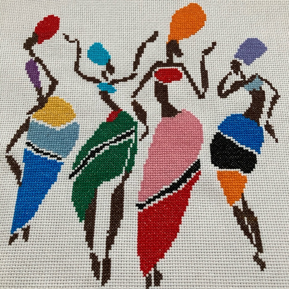NEW hand sewn African women dancing wall art